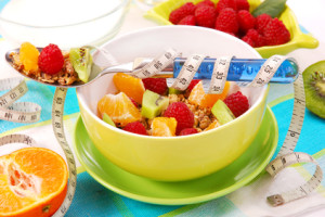 muesli with fresh fruits as diet food