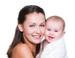 Happy mother with smiling baby