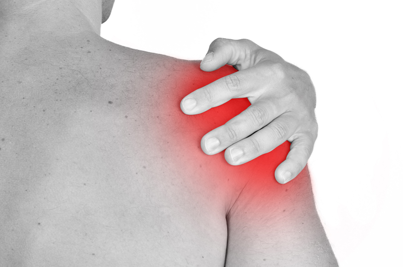 Man having a painful shoulder