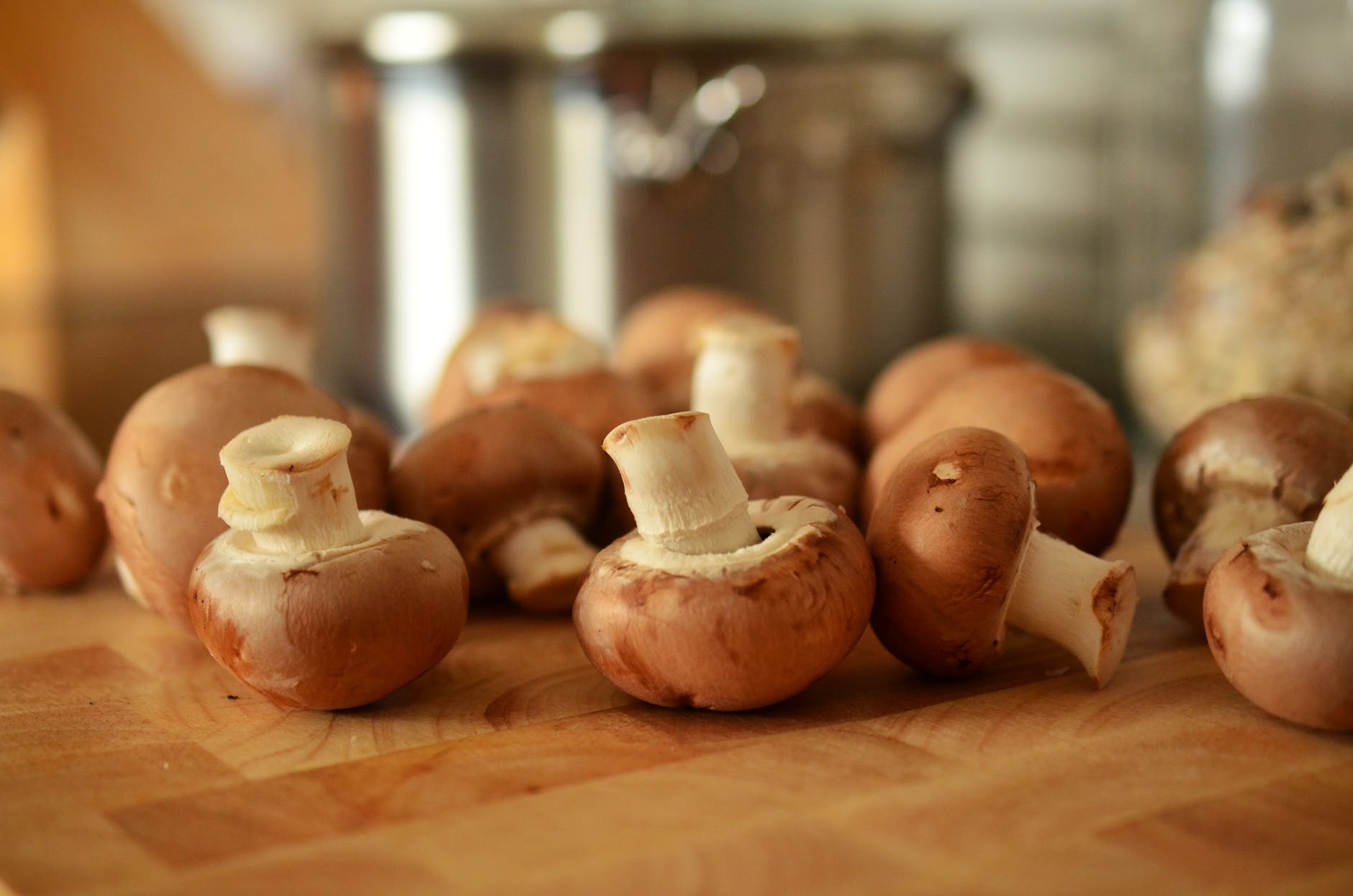 mushrooms on cutting board