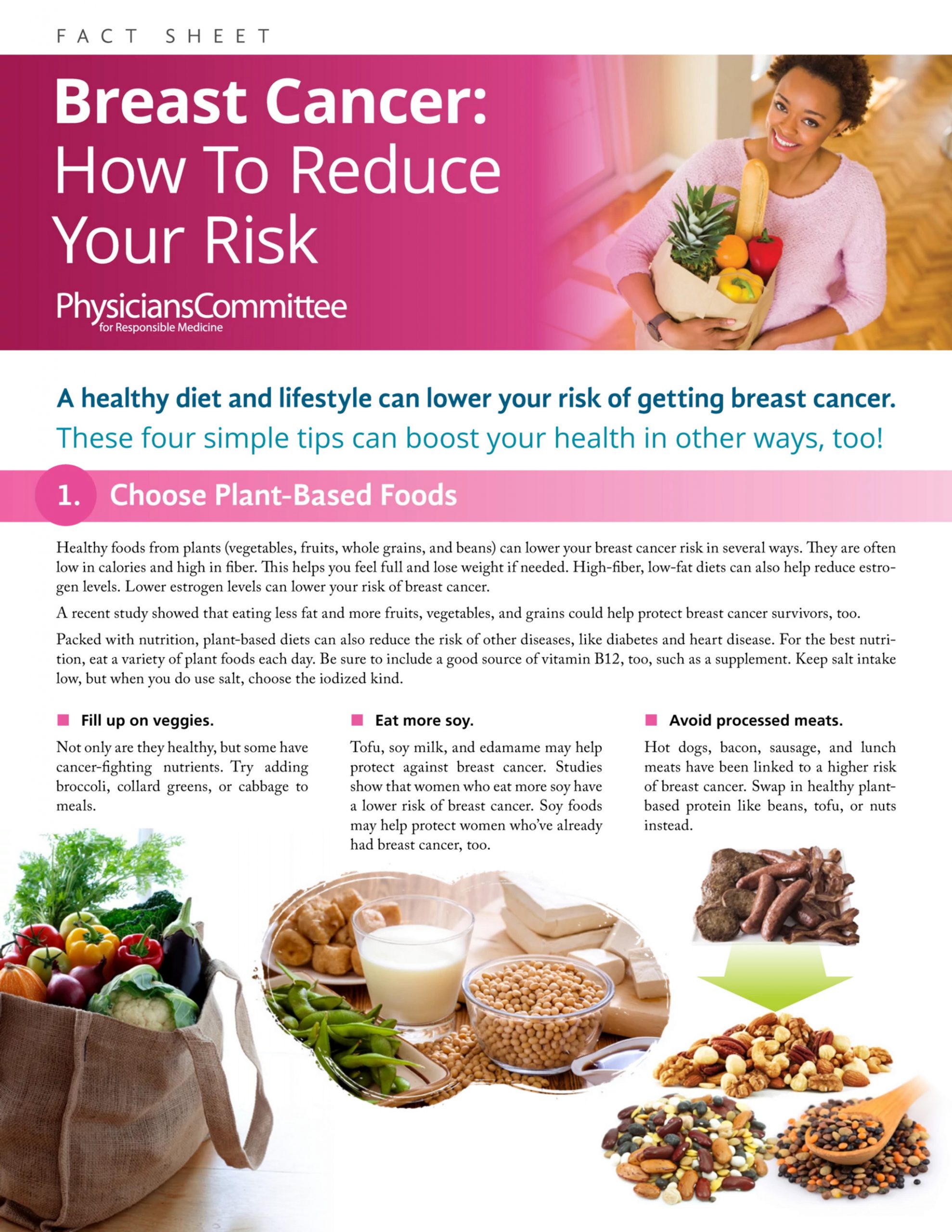 Breast Cancer How To Reduce Your Risk Fact Sheet From Pcrm 