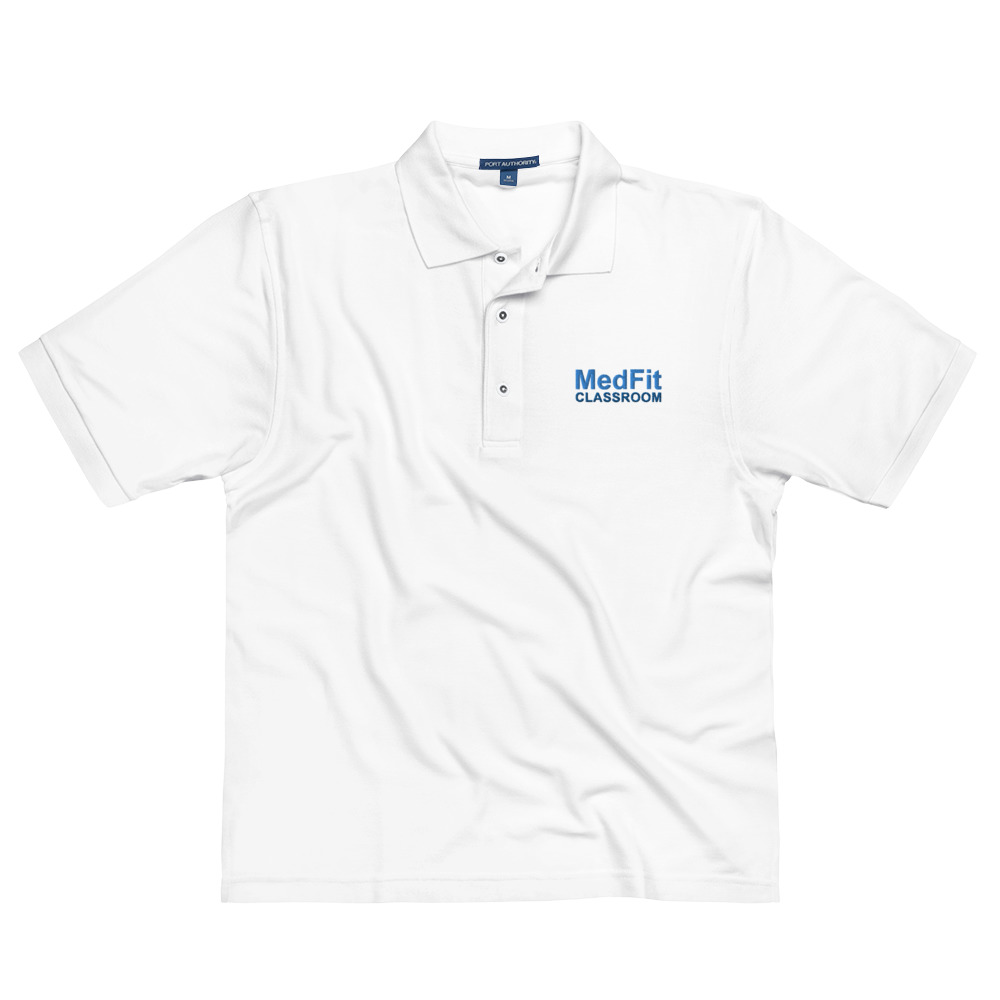 MedFit Classroom Embroidered Premium Polo (White), Poly-Blend - MedFit ...